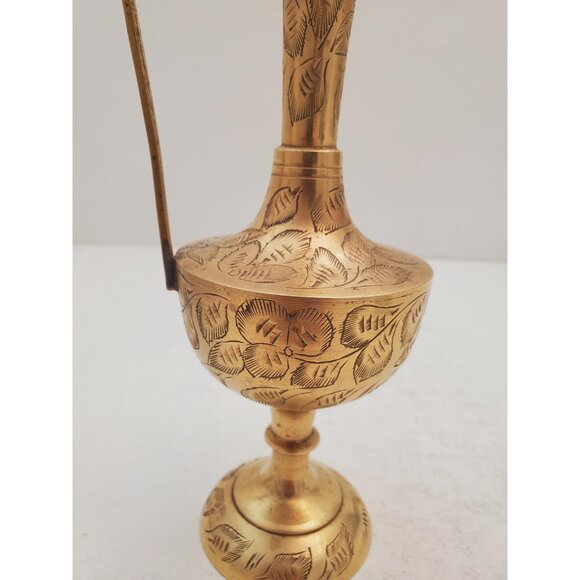 Indian Brass Ewer Vase... Long Tall Ornament... Serpent Handle... Ornate - Picture 2 of 10